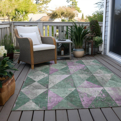 Galon Green Washable Indoor-Outdoor Rug
