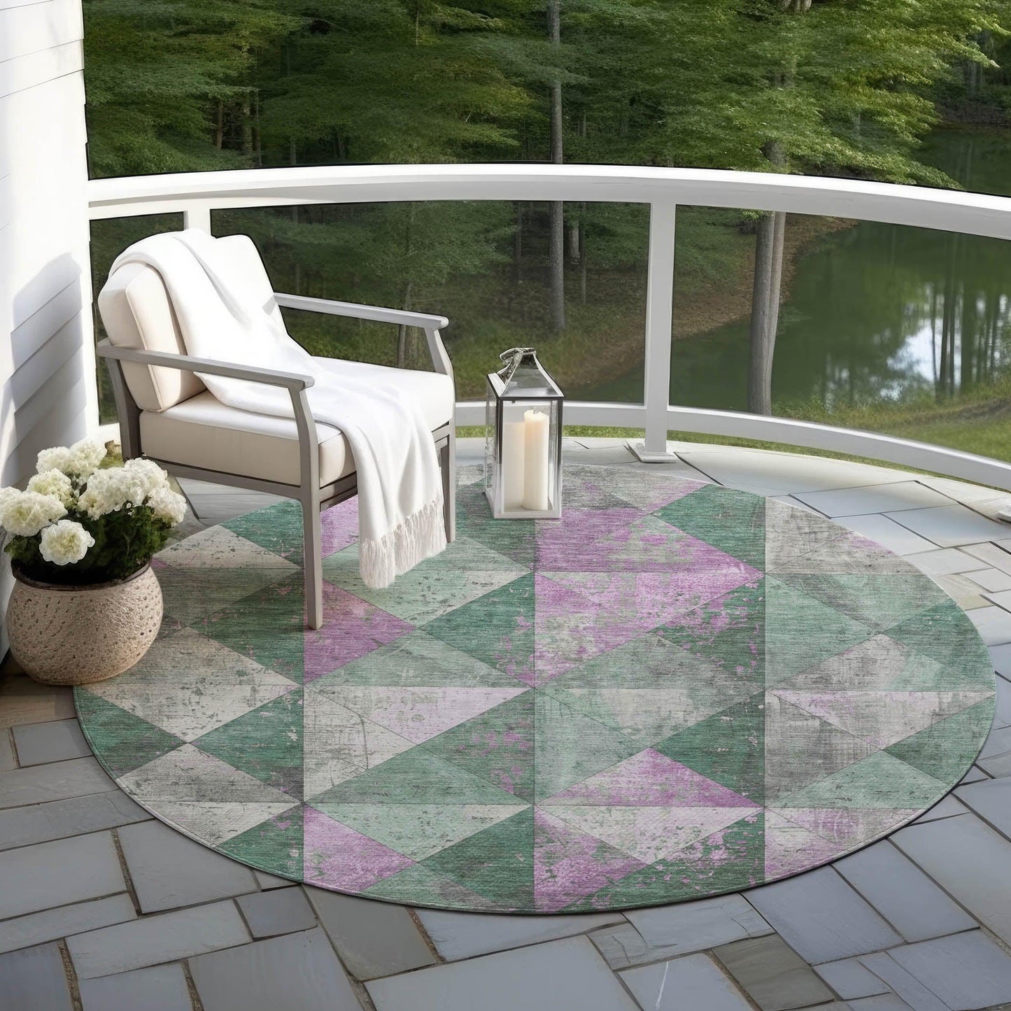 Galon Green Washable Indoor-Outdoor Rug