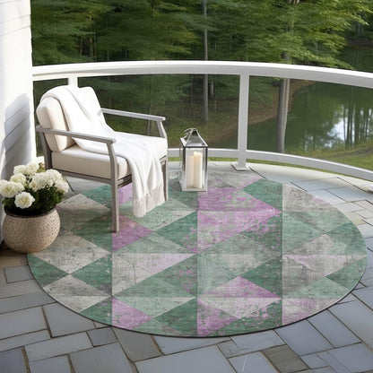 Galon Green Washable Indoor-Outdoor Rug