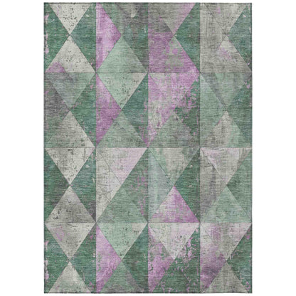 Galon Green Washable Indoor-Outdoor Rug