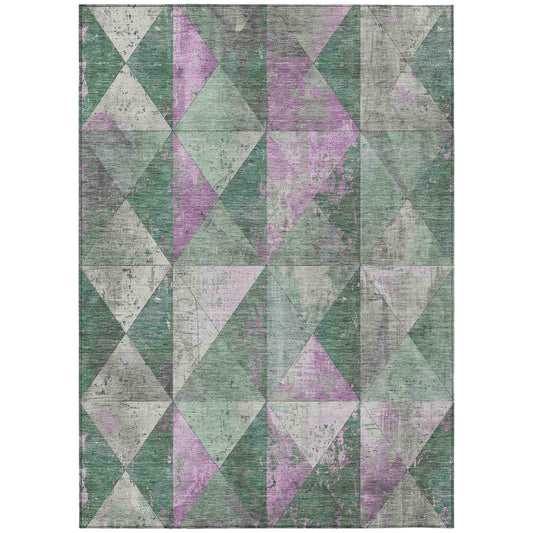 Galon Green Washable Indoor-Outdoor Rug