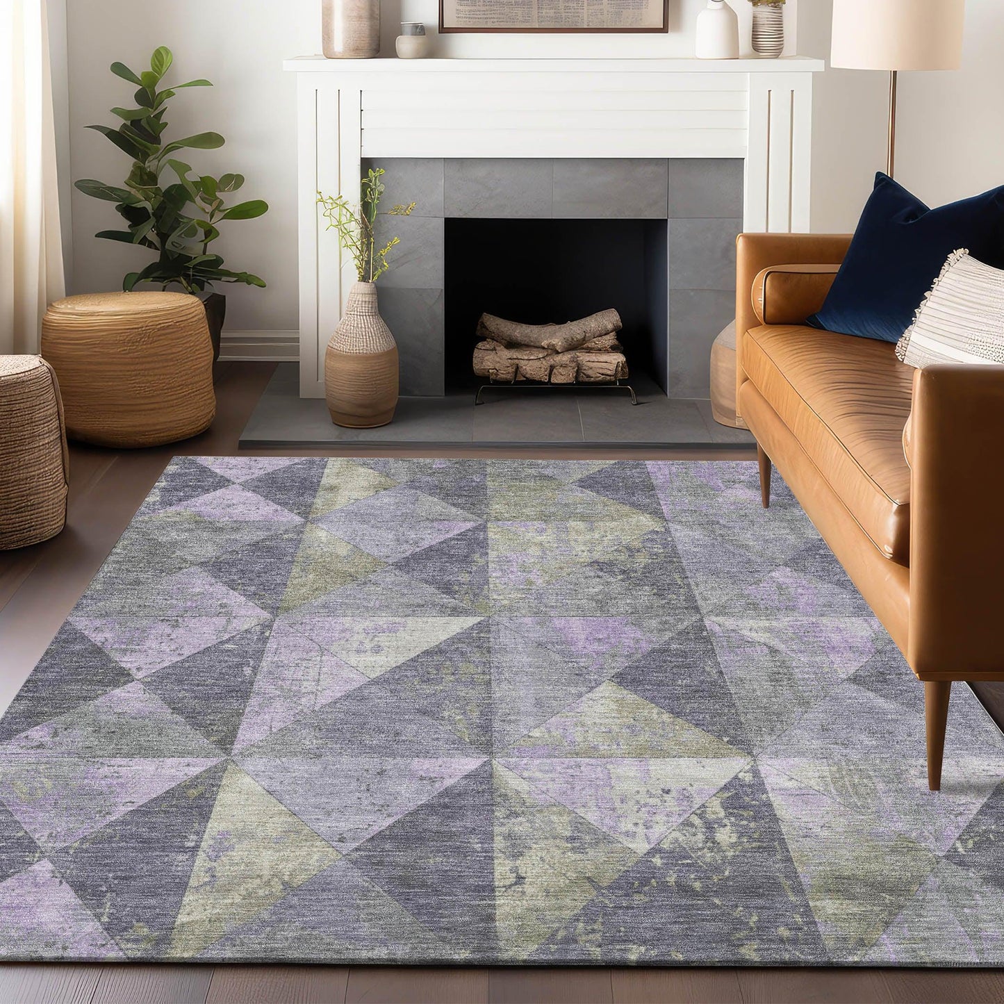 Galon Lavender Washable Indoor-Outdoor Rug