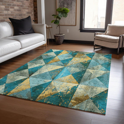 Galon Teal Washable Indoor-Outdoor Rug