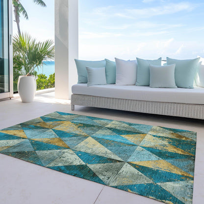 Galon Teal Washable Indoor-Outdoor Rug