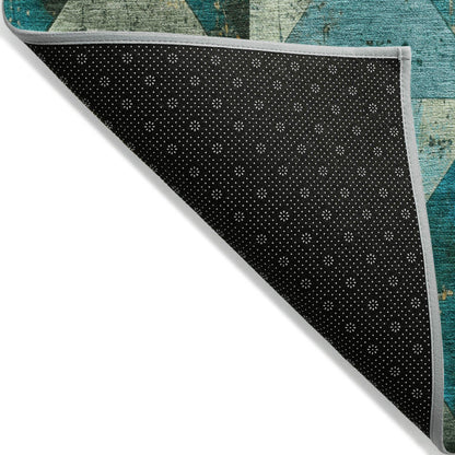 Galon Teal Washable Indoor-Outdoor Rug