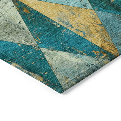 Galon Teal Washable Indoor-Outdoor Rug