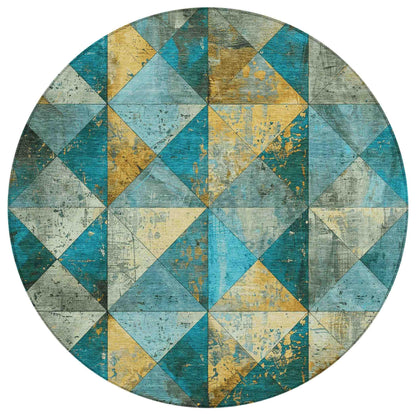 Galon Teal Washable Indoor-Outdoor Rug