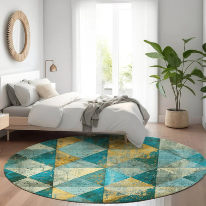 Galon Teal Washable Indoor-Outdoor Rug
