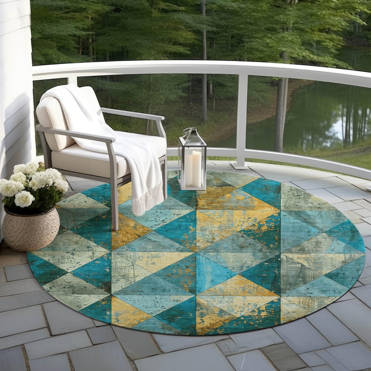 Galon Teal Washable Indoor-Outdoor Rug