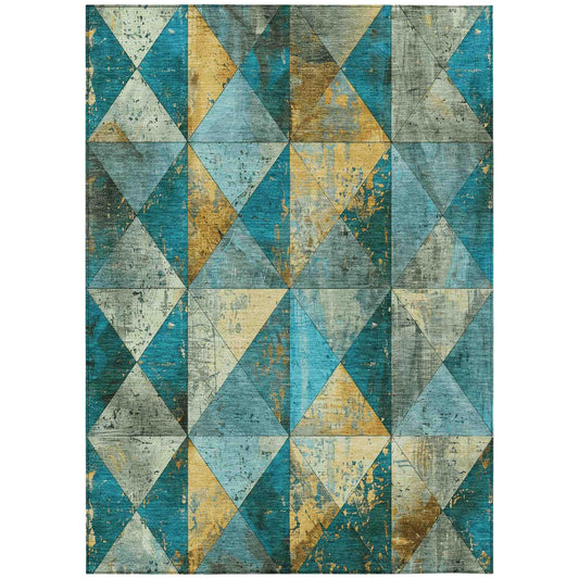 Galon Teal Washable Indoor-Outdoor Rug