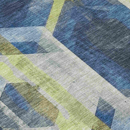 Galor Blue Washable Indoor-Outdoor Rug