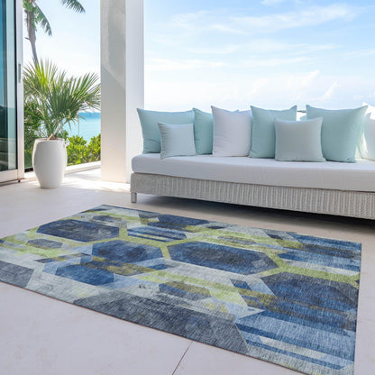 Galor Blue Washable Indoor-Outdoor Rug