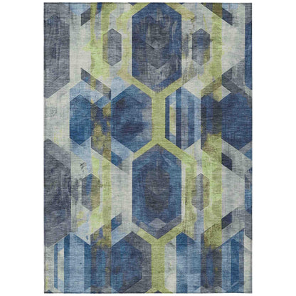 Galor Blue Washable Indoor-Outdoor Rug