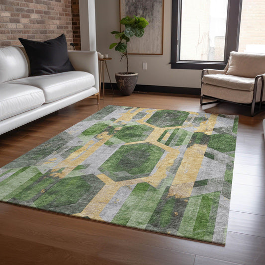 Galor Green Washable Indoor-Outdoor Rug