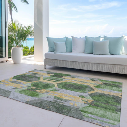 Galor Green Washable Indoor-Outdoor Rug