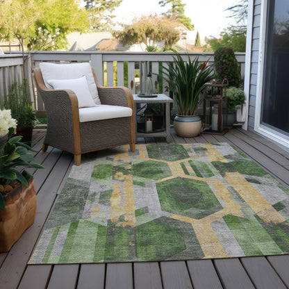 Galor Green Washable Indoor-Outdoor Rug