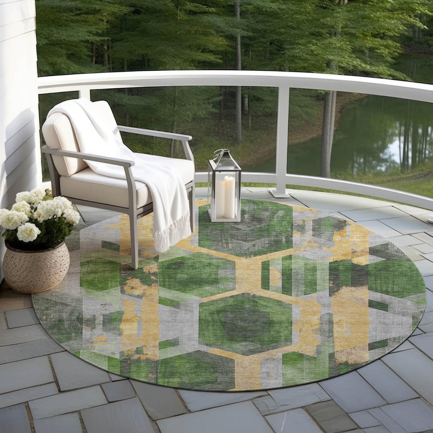 Galor Green Washable Indoor-Outdoor Rug