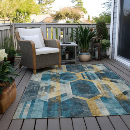 Galor Teal Washable Indoor-Outdoor Rug