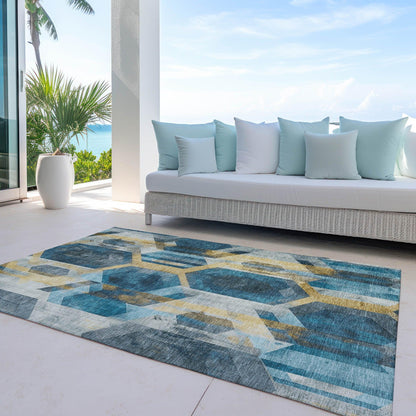 Galor Teal Washable Indoor-Outdoor Rug