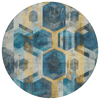 Galor Teal Washable Indoor-Outdoor Rug