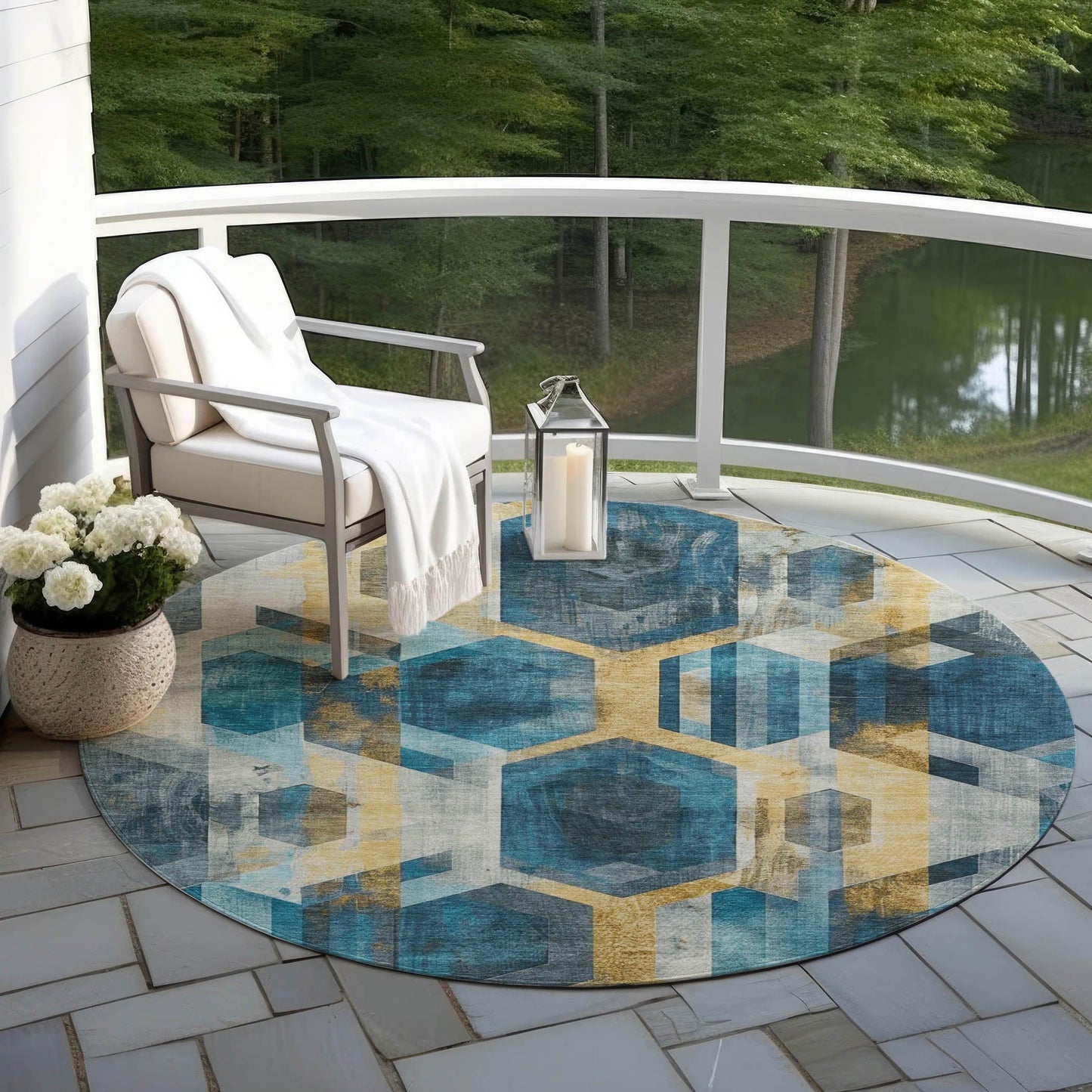 Galor Teal Washable Indoor-Outdoor Rug