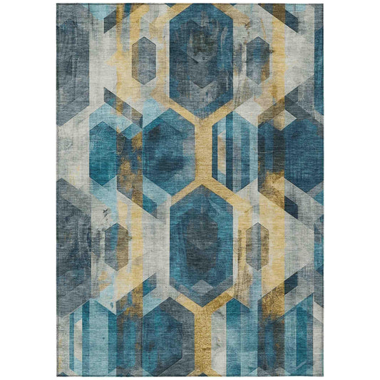 Galor Teal Washable Indoor-Outdoor Rug