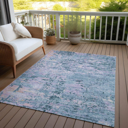 Galora Blue Washable Indoor-Outdoor Rug