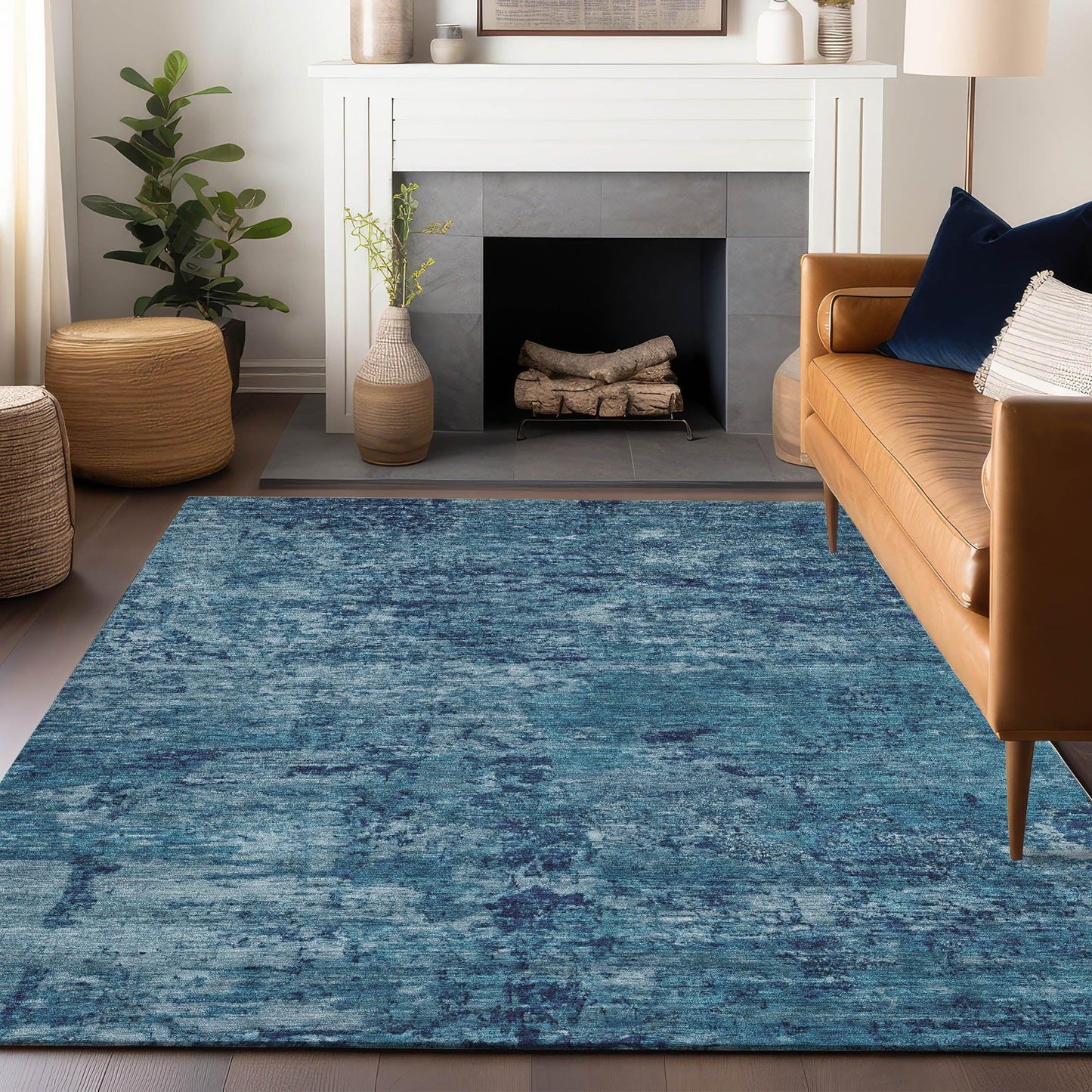 Galora Denim Washable Indoor-Outdoor Rug