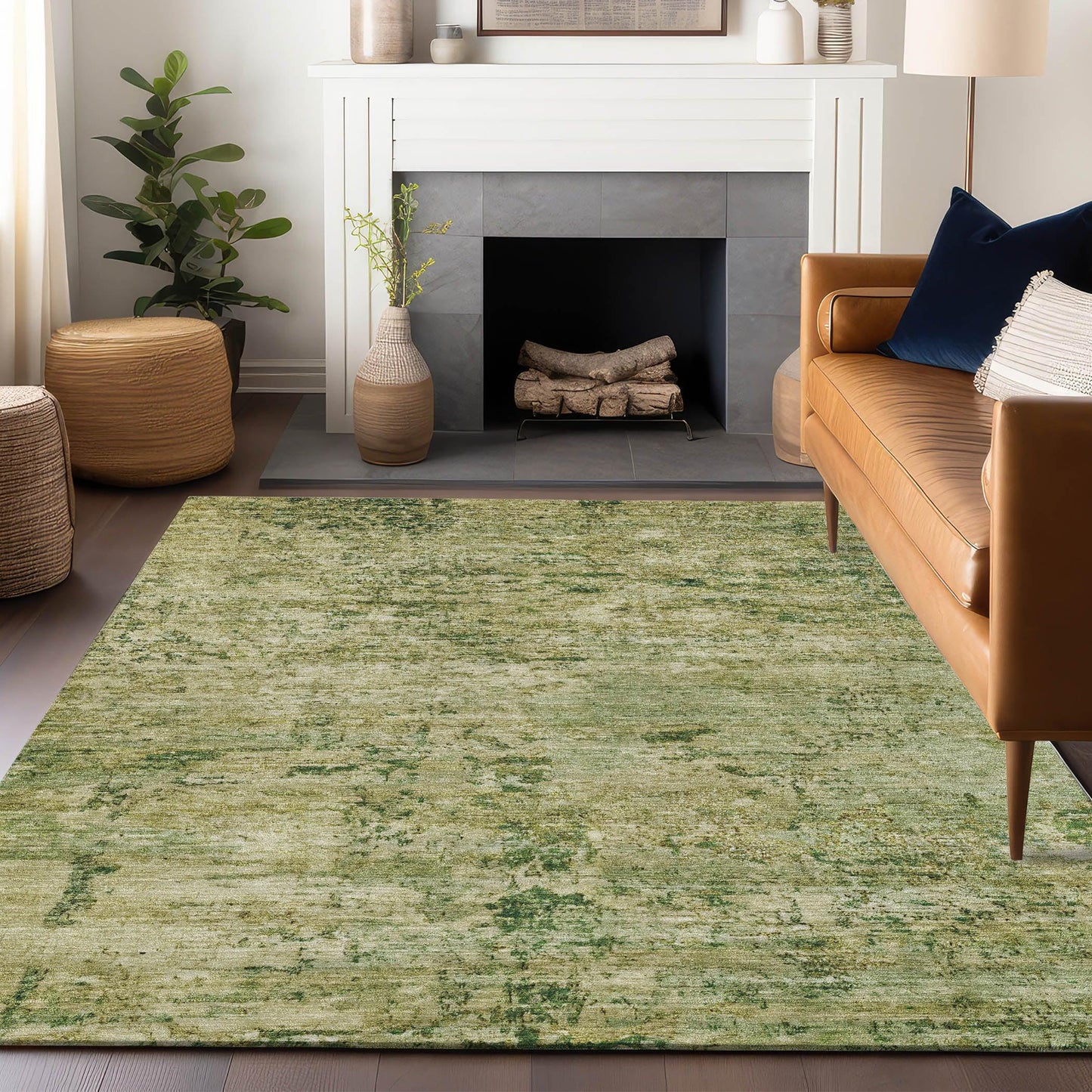 Galora Green Washable Indoor-Outdoor Rug