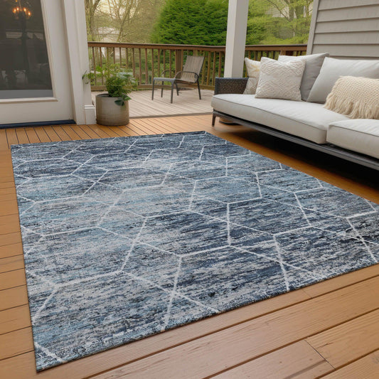 Galyn Blue Washable Indoor-Outdoor Rug