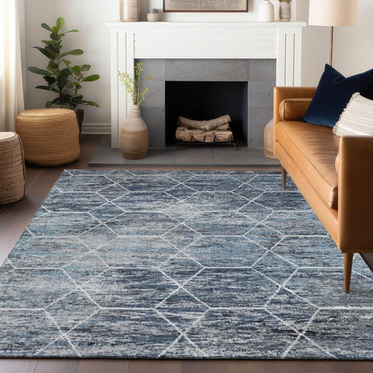 Galyn Blue Washable Indoor-Outdoor Rug