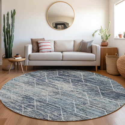 Galyn Blue Washable Indoor-Outdoor Rug
