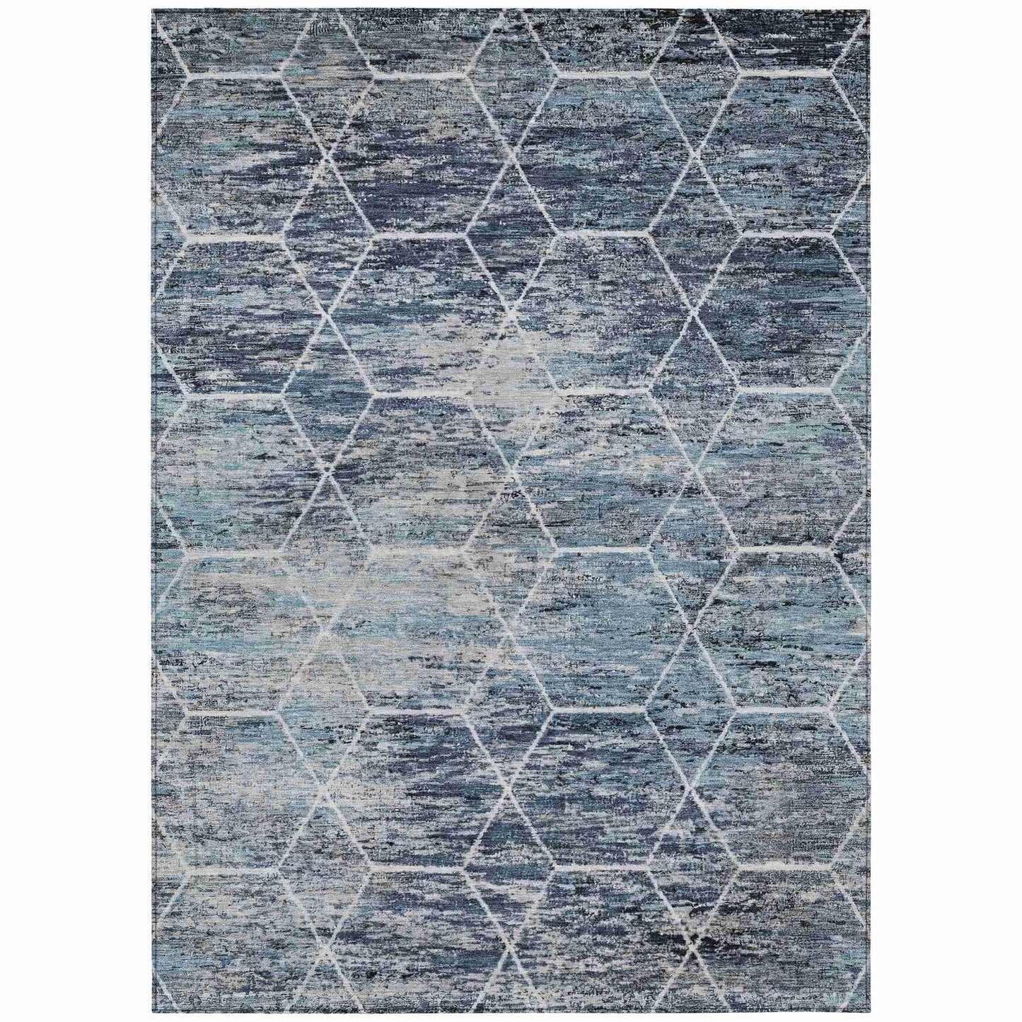 Galyn Blue Washable Indoor-Outdoor Rug