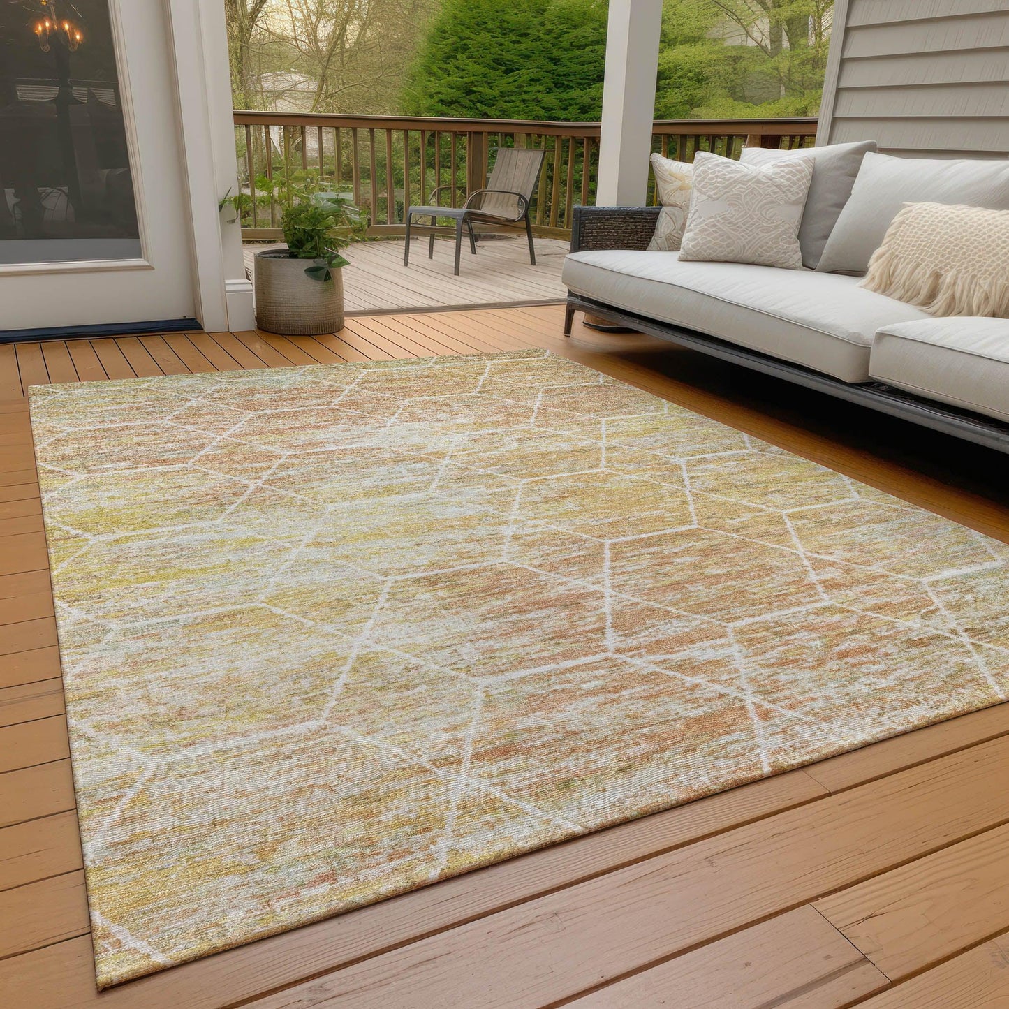 Galyn Orange Washable Indoor-Outdoor Rug