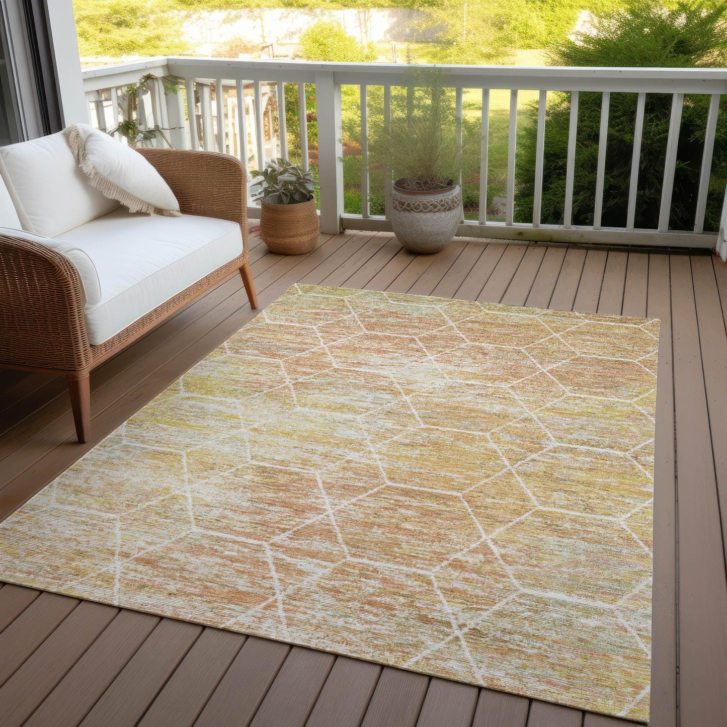 Galyn Orange Washable Indoor-Outdoor Rug