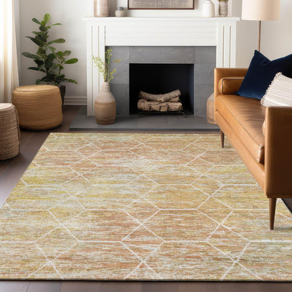 Galyn Orange Washable Indoor-Outdoor Rug