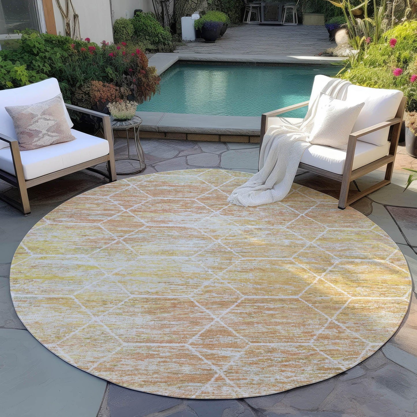 Galyn Orange Washable Indoor-Outdoor Rug
