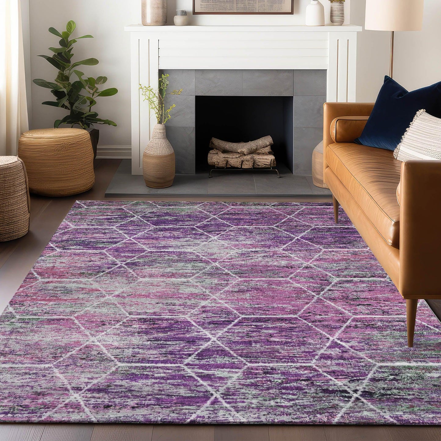 Galyn Purple Washable Indoor-Outdoor Rug