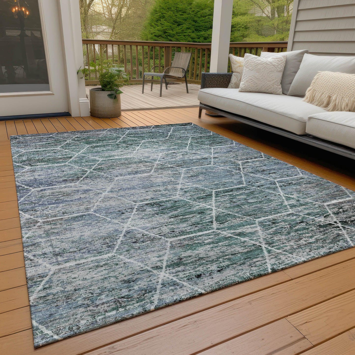 Galyn Teal Washable Indoor-Outdoor Rug