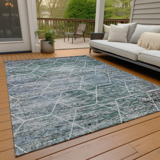 Galyn Teal Washable Indoor-Outdoor Rug