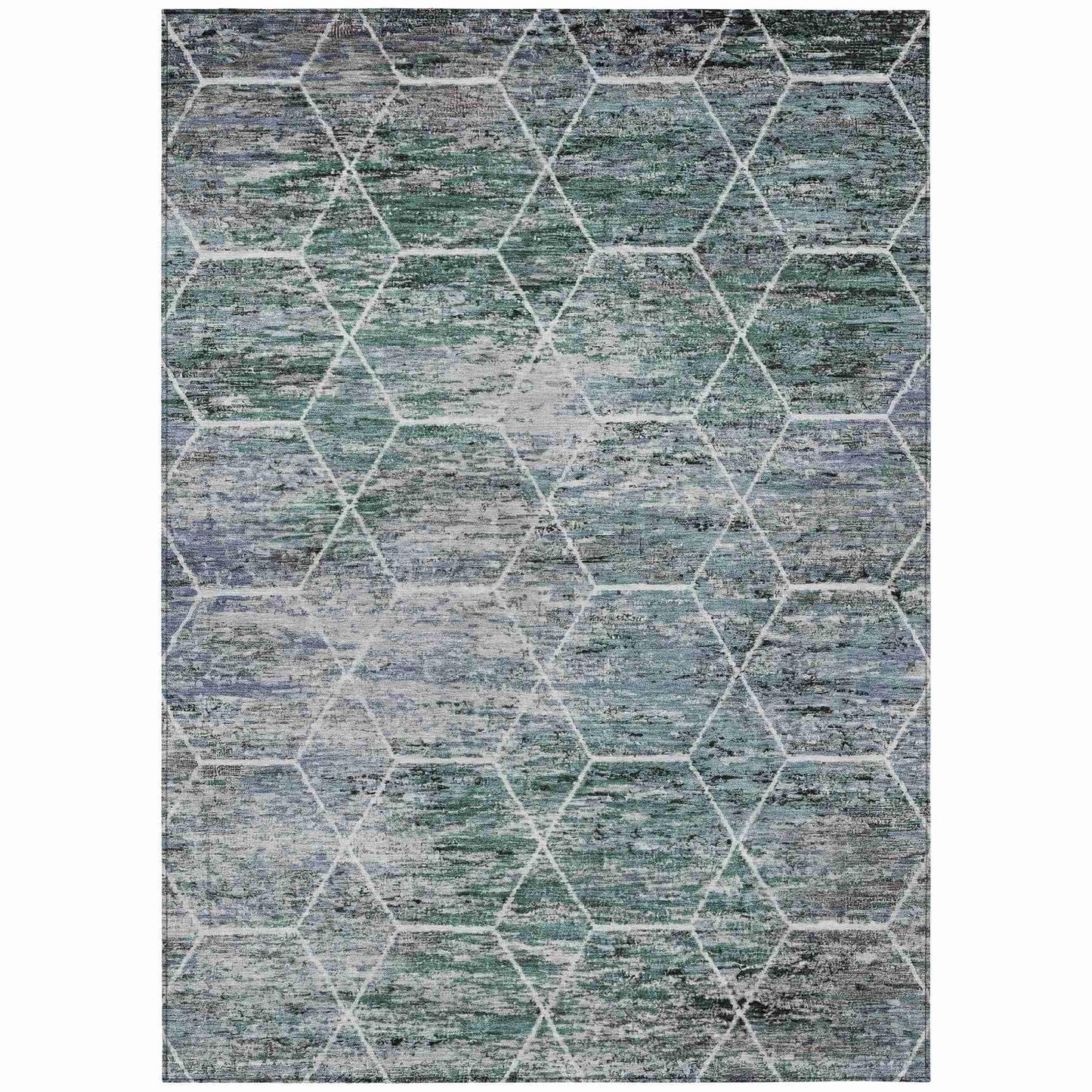 Galyn Teal Washable Indoor-Outdoor Rug