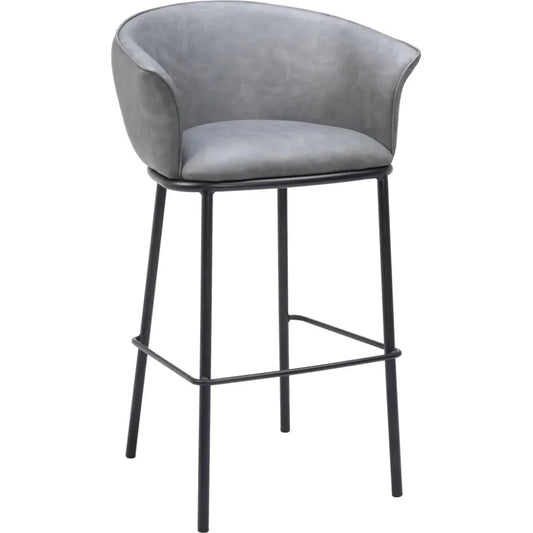 Garston Steel Gray Barstool - LOOMLAN - Zuo Modern - Bar Stools