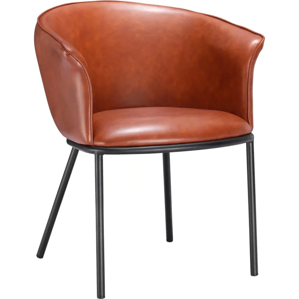 Garston Steel Brown Armless Dining Chair - LOOMLAN - Zuo Modern - Dining Chairs