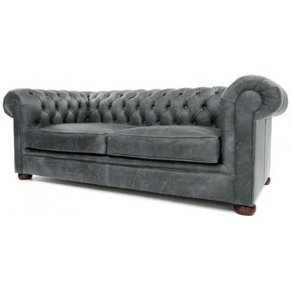 Gary Slate Grey Chesterfield Leather Sofa Made to Order - LOOMLAN - Uptown Sebastian - Sofas & Loveseats