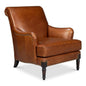 Gaston Distilled Leather & Wood Brown Arm Chair - LOOMLAN - Sarreid - Club Chairs