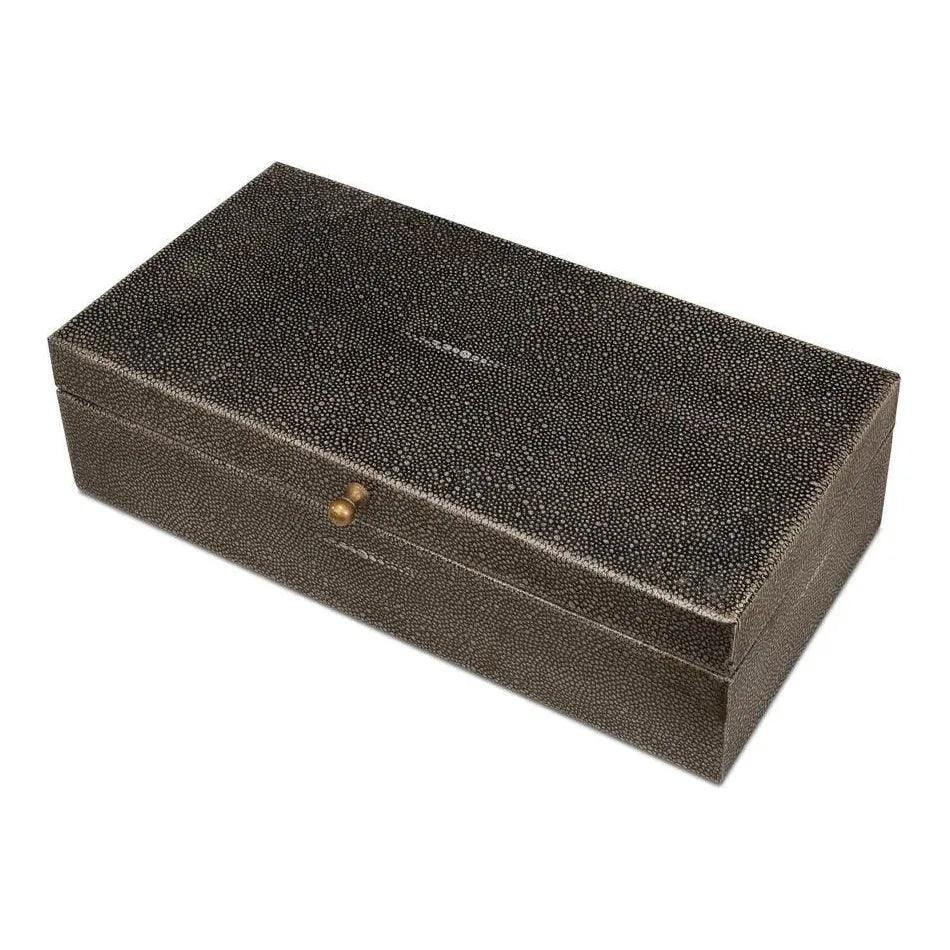 Gastsburg Leather Antique Grey Shagreen Box 2PC - LOOMLAN - Sarreid - Boxes & Bowls