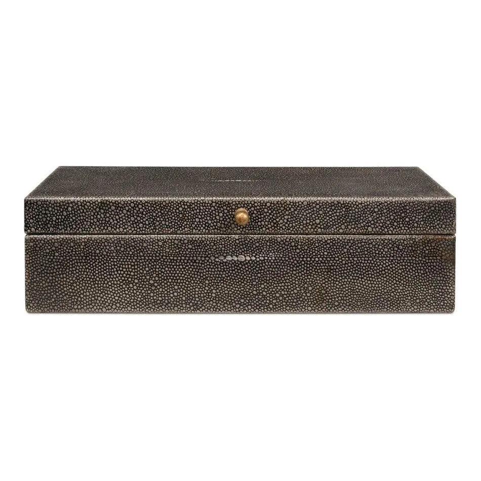 Gastsburg Leather Antique Grey Shagreen Box 2PC - LOOMLAN - Sarreid - Boxes & Bowls