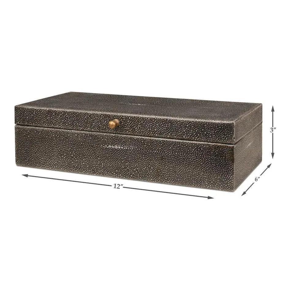 Gastsburg Leather Antique Grey Shagreen Box 2PC - LOOMLAN - Sarreid - Boxes & Bowls