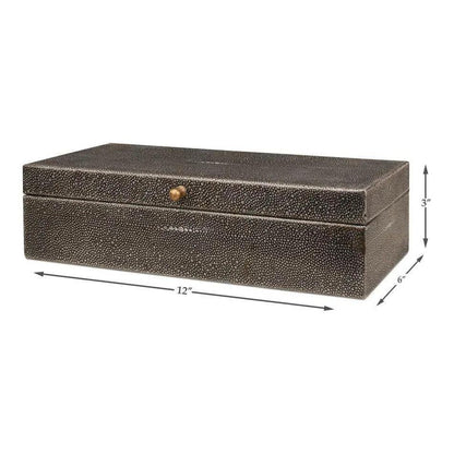 Gastsburg Leather Antique Grey Shagreen Box 2PC - LOOMLAN - Sarreid - Boxes & Bowls