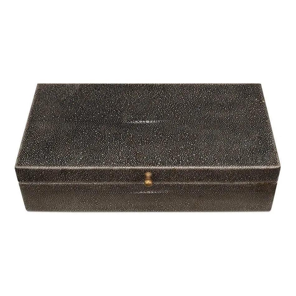 Gastsburg Leather Antique Grey Shagreen Box 2PC - LOOMLAN - Sarreid - Boxes & Bowls